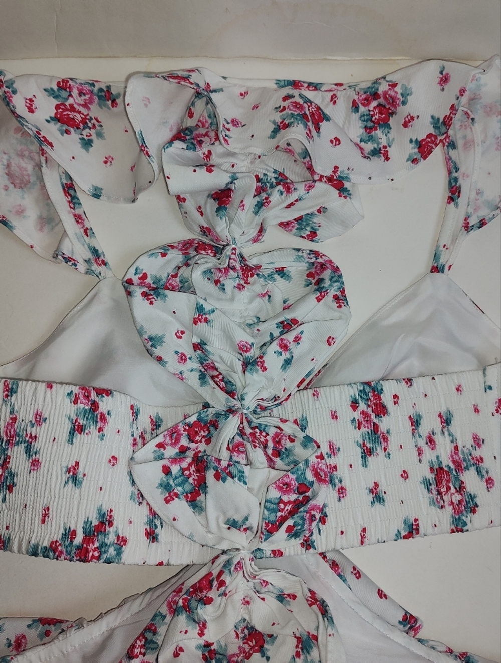 Hello Molly Wandering Heights Dress White Mini Cut Out Floral Pink Lined 2 XS - Picture 14 of 16